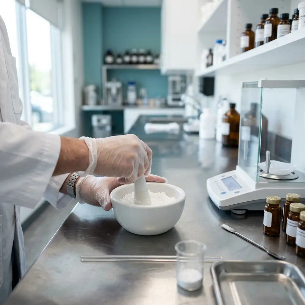 Pharmacist preparing a customized medication